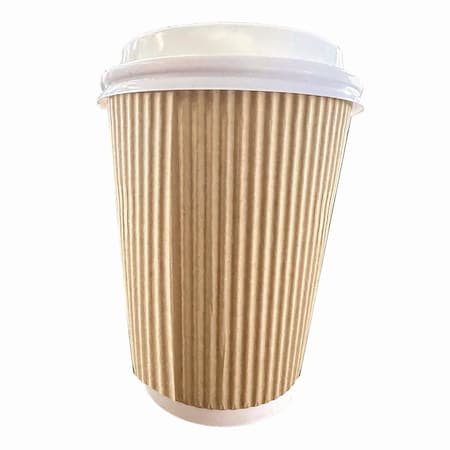 Karat Ripple Hot Cups, 12 oz, Kraft/White, 500PK C-KRC512